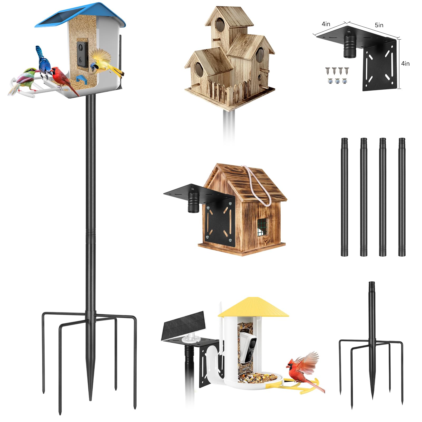 PROERR Smart Bird Feeder Pole 79in tall provides versatile feeder support.