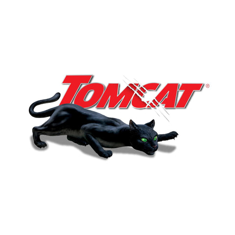 Professional applicator preparing Tomcat bait chunx with branding visible.