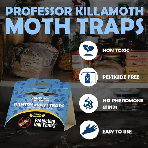 Professor Killamoth adhesive glue trap for pantry moths, no sprays needed.