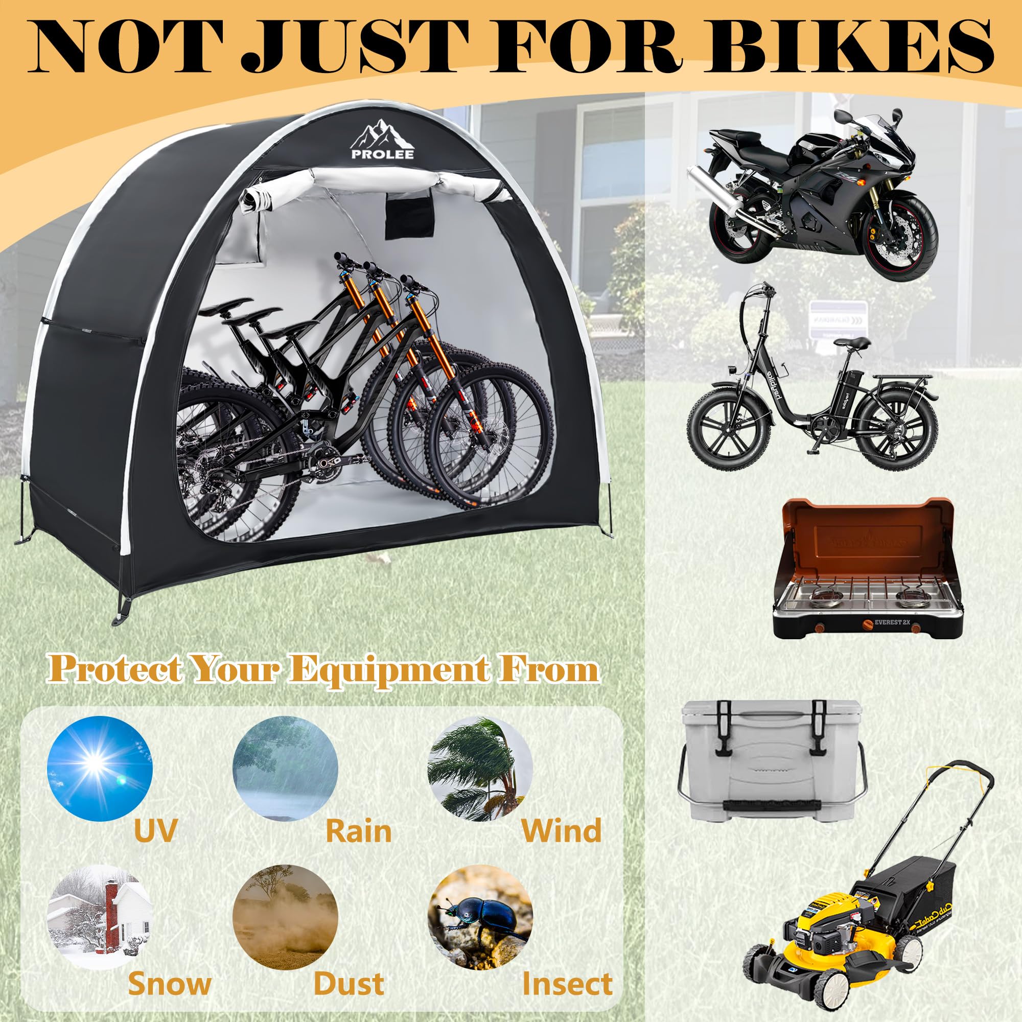 PROLEE Bike Shed waterproof Oxford fabric keeps bikes dry in rain