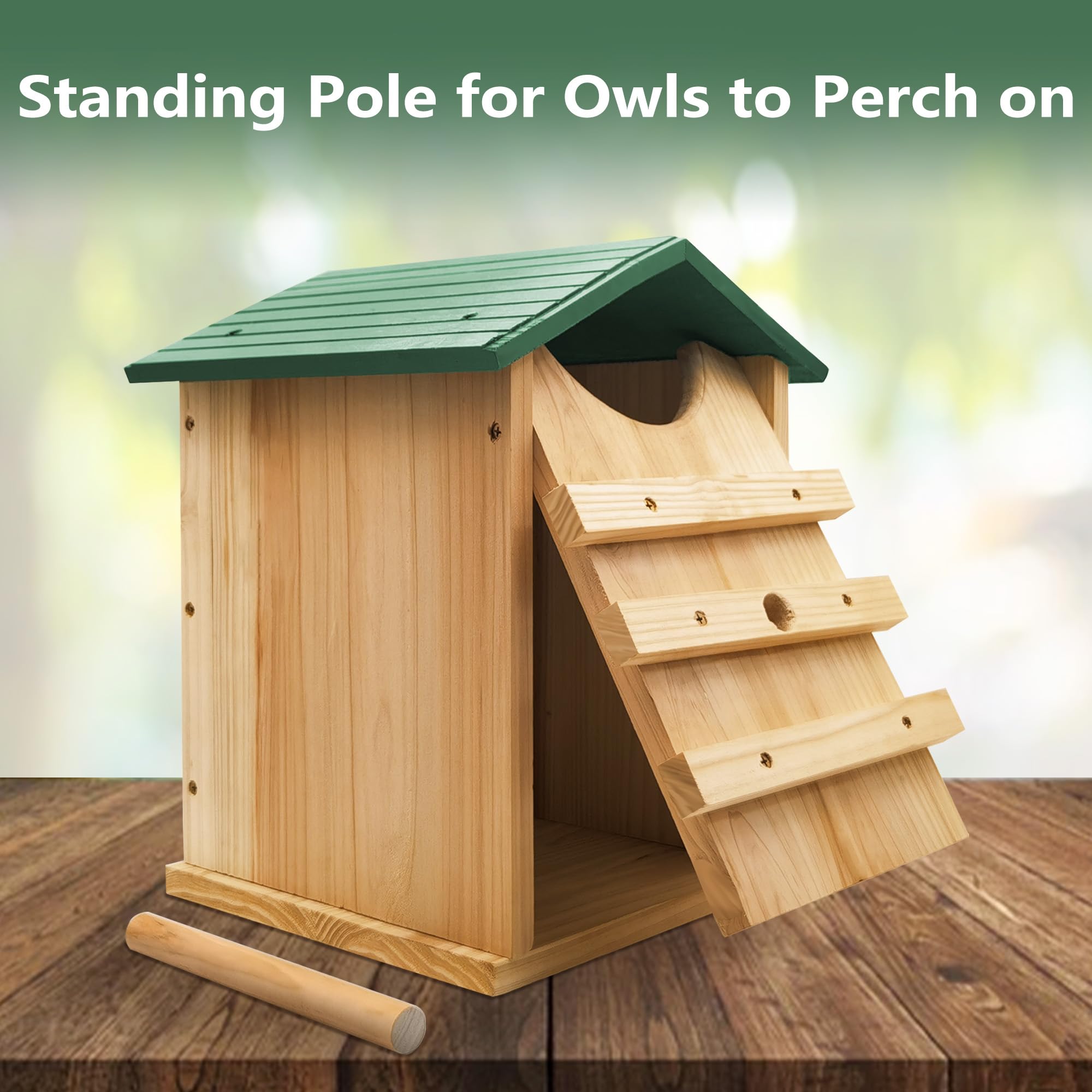 ProLEE Screech Owl House side view highlighting roomy interior for nesting.