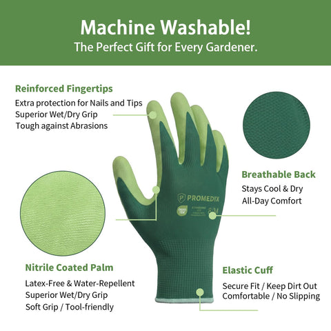 PROMEDIX P gloves feature thickened fingertips for thorn protection.