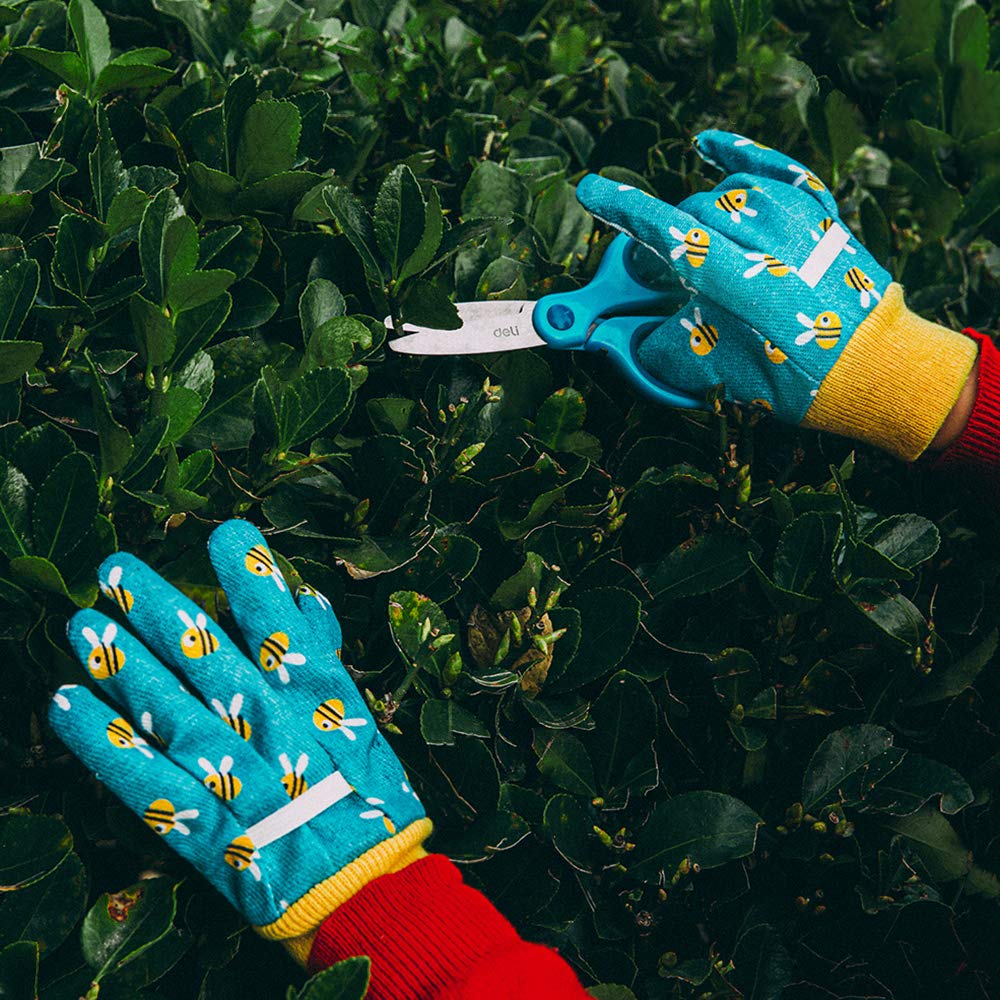 PROMEDIX P Kids Garden Gloves blue elastic-back for easy on/off.