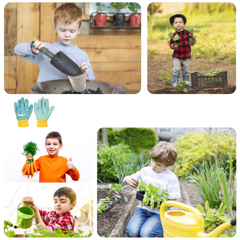 PROMEDIX P Kids Garden Gloves blue use in gardening keeps hands clean.