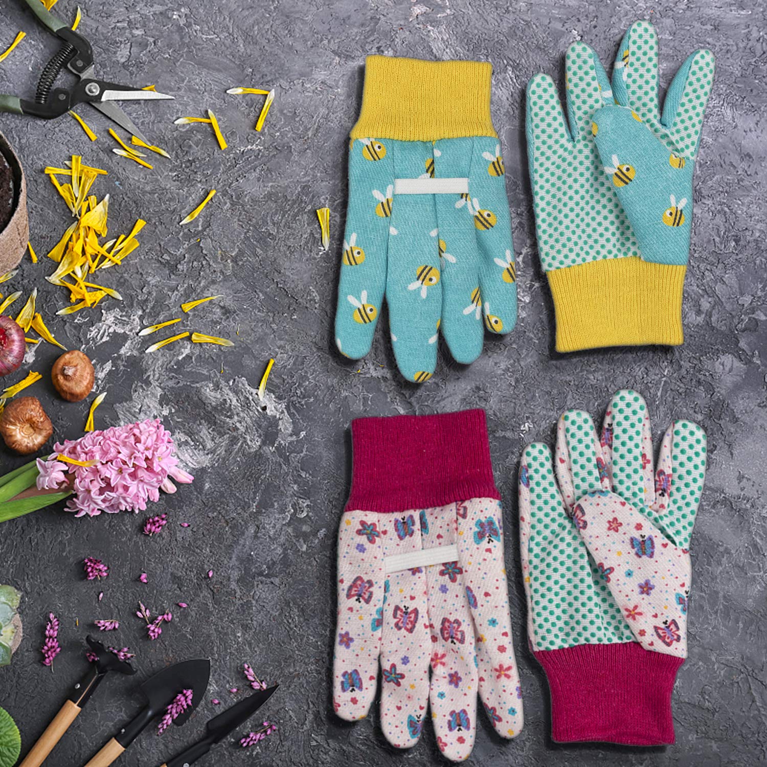 PROMEDIX P Kids Garden Gloves child using tools with gloves on
