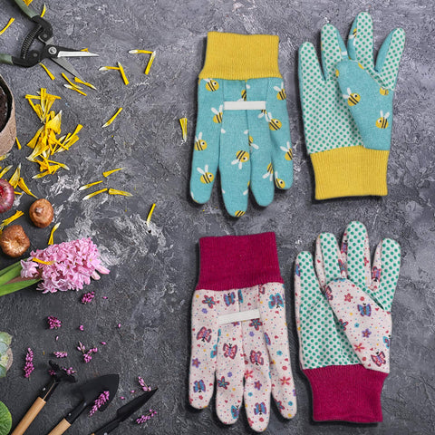 PROMEDIX P Kids Garden Gloves child using tools with gloves on