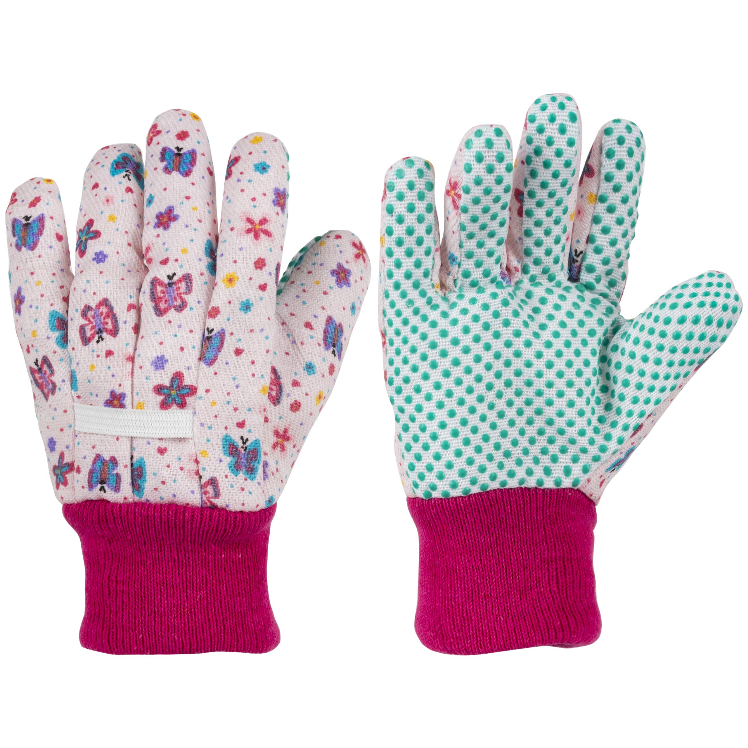 Promedix P Kids Garden Gloves pink pattern close-up showing cute prints