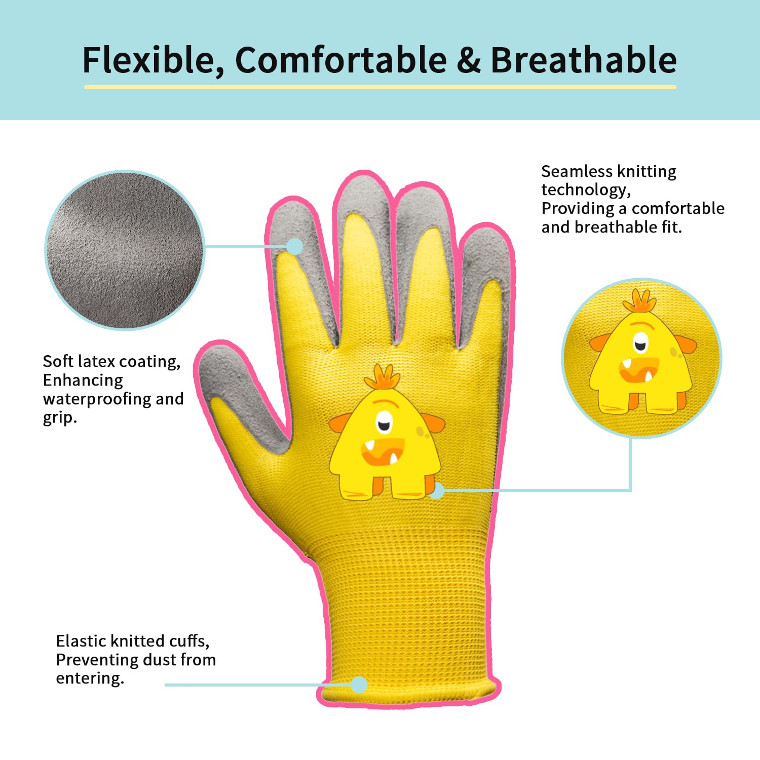 PROMEDIX P gloves showcase colorful patterns to inspire outdoor play and DIY tasks.