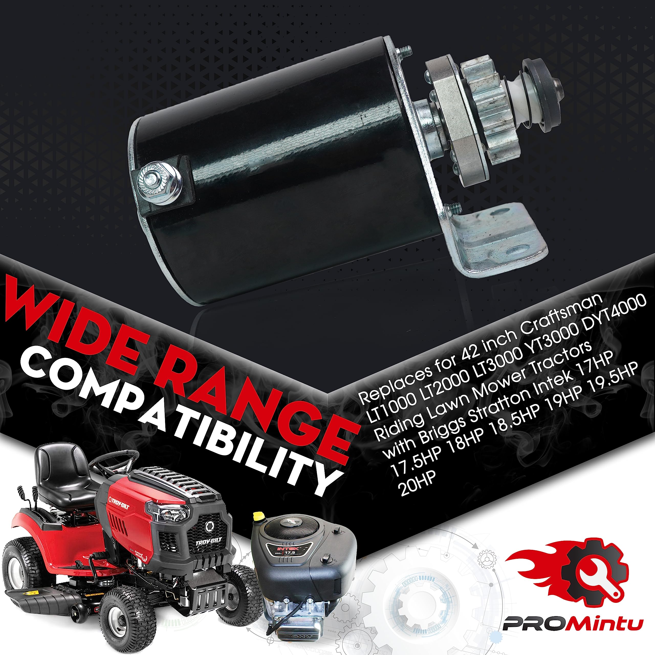 ProMintu starter motor aligned with Intek engines for easy replacement