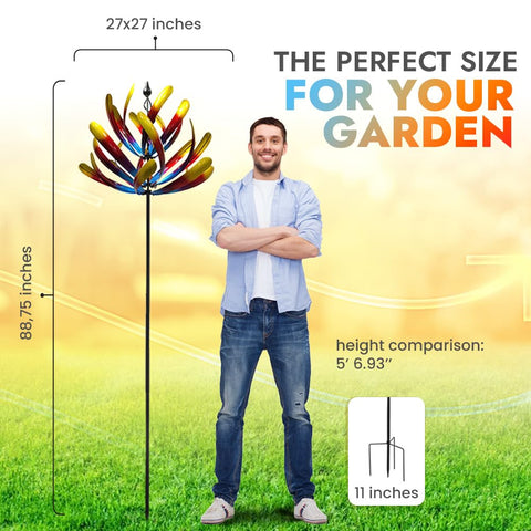 PROMISED FARM large wind spinner uses anti rust paint for durable outdoor use.