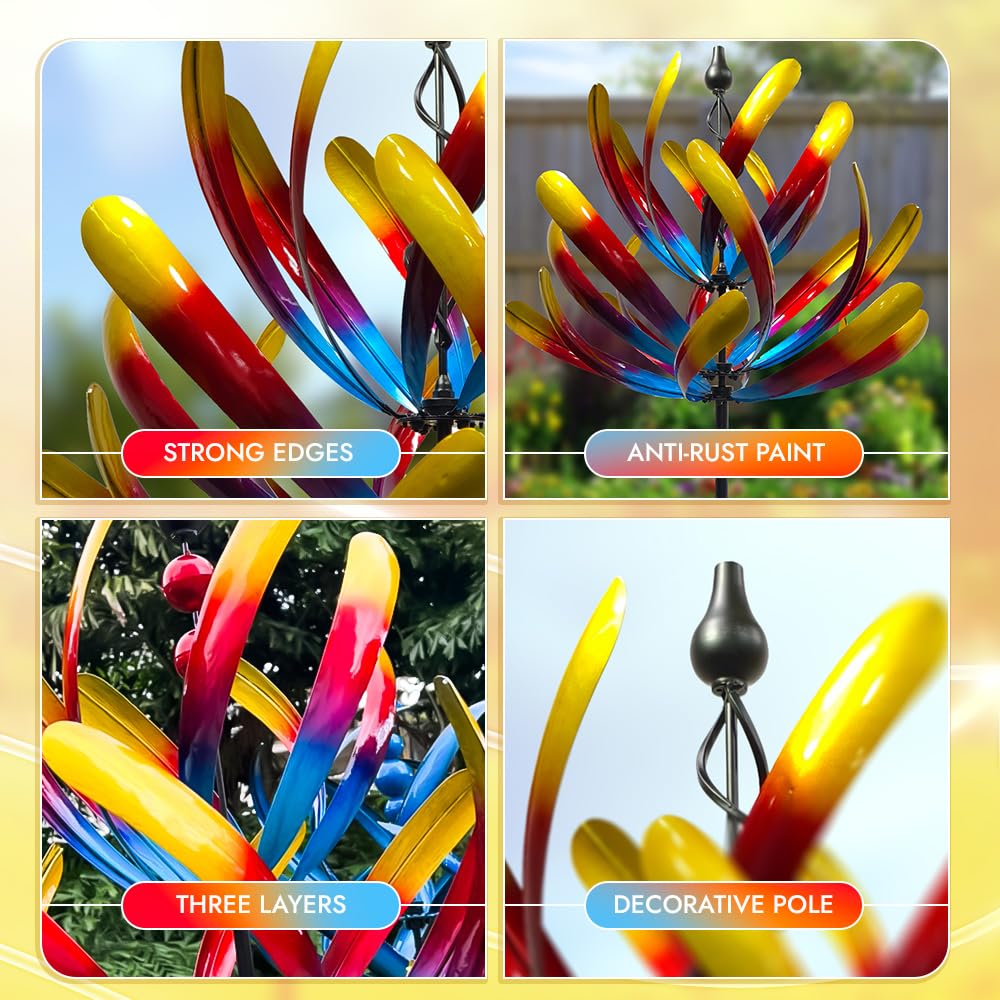 PROMISED FARM wind spinner is easy to assemble for quick garden setup.