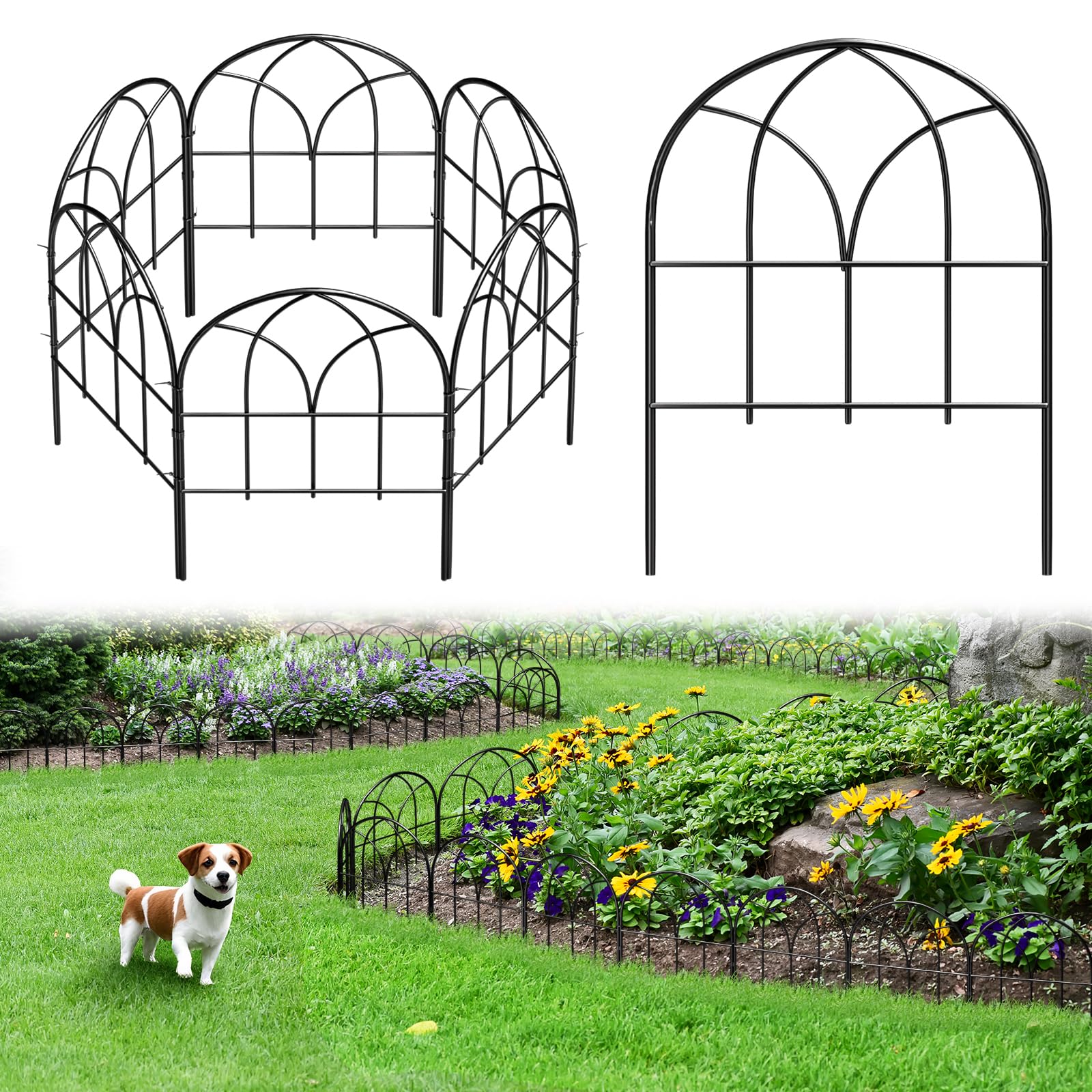 Promitop small garden fence arch panel in black decorative and durable