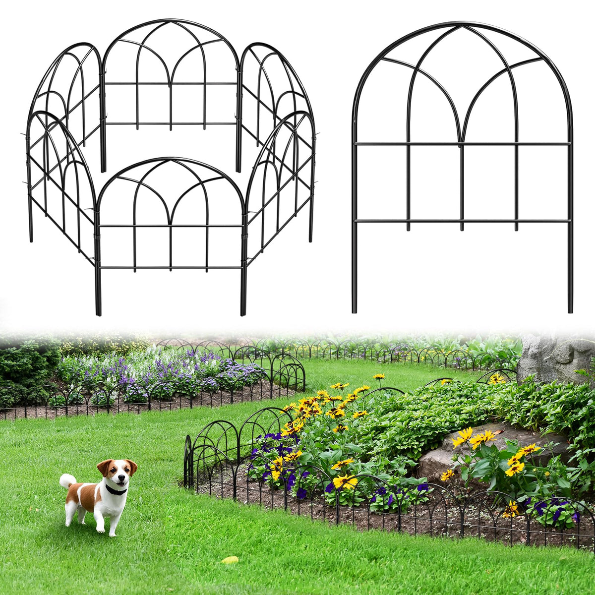 Promitop small garden fence arch panel in black decorative and durable