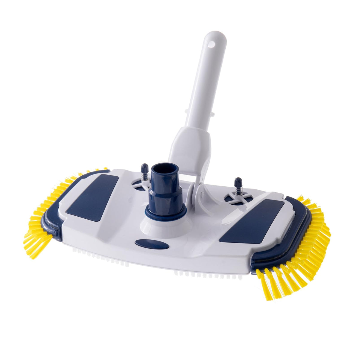ProMotus weighted vacuum head gliding over vinyl liner for gentle cleaning.