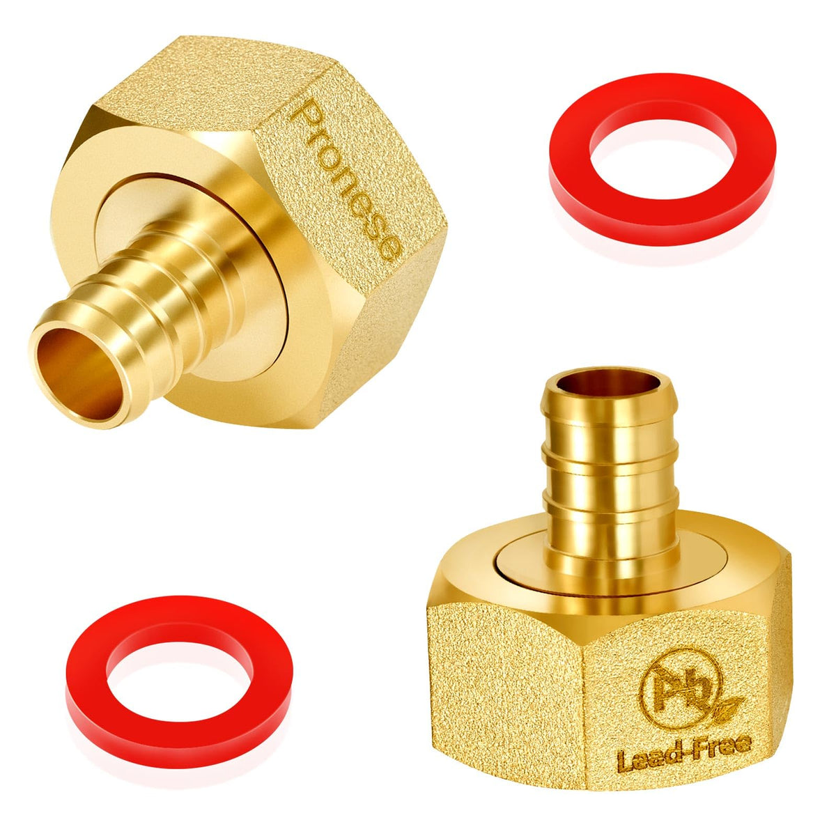 Pronese brass adapter with PEX barb and GHT swivel for leak-free garden connections.