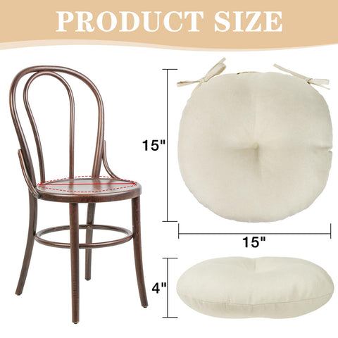 PRONOUS beige cushion set of 2 with tufted round seats for dining.