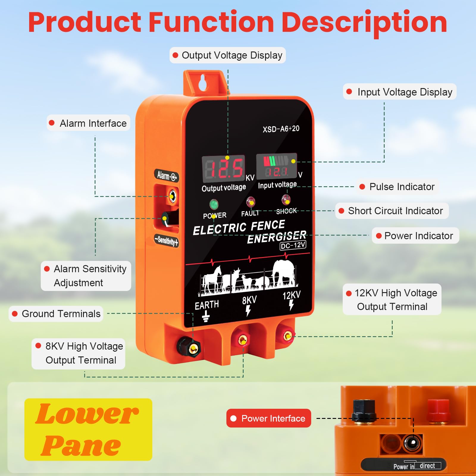 PROOVEELLY 5.5J fence charger alarm indicator alerts for fence contact