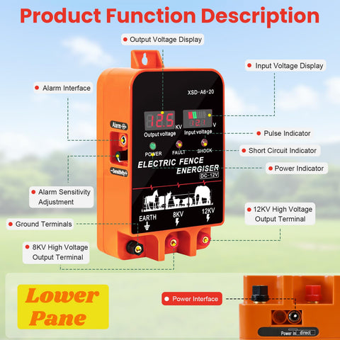 PROOVEELLY 5.5J fence charger alarm indicator alerts for fence contact