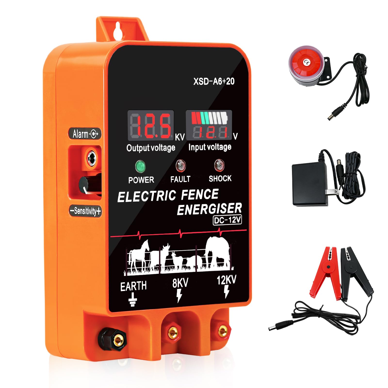 PROOVEELLY 5.5J fence charger front view showing compact design for livestock control