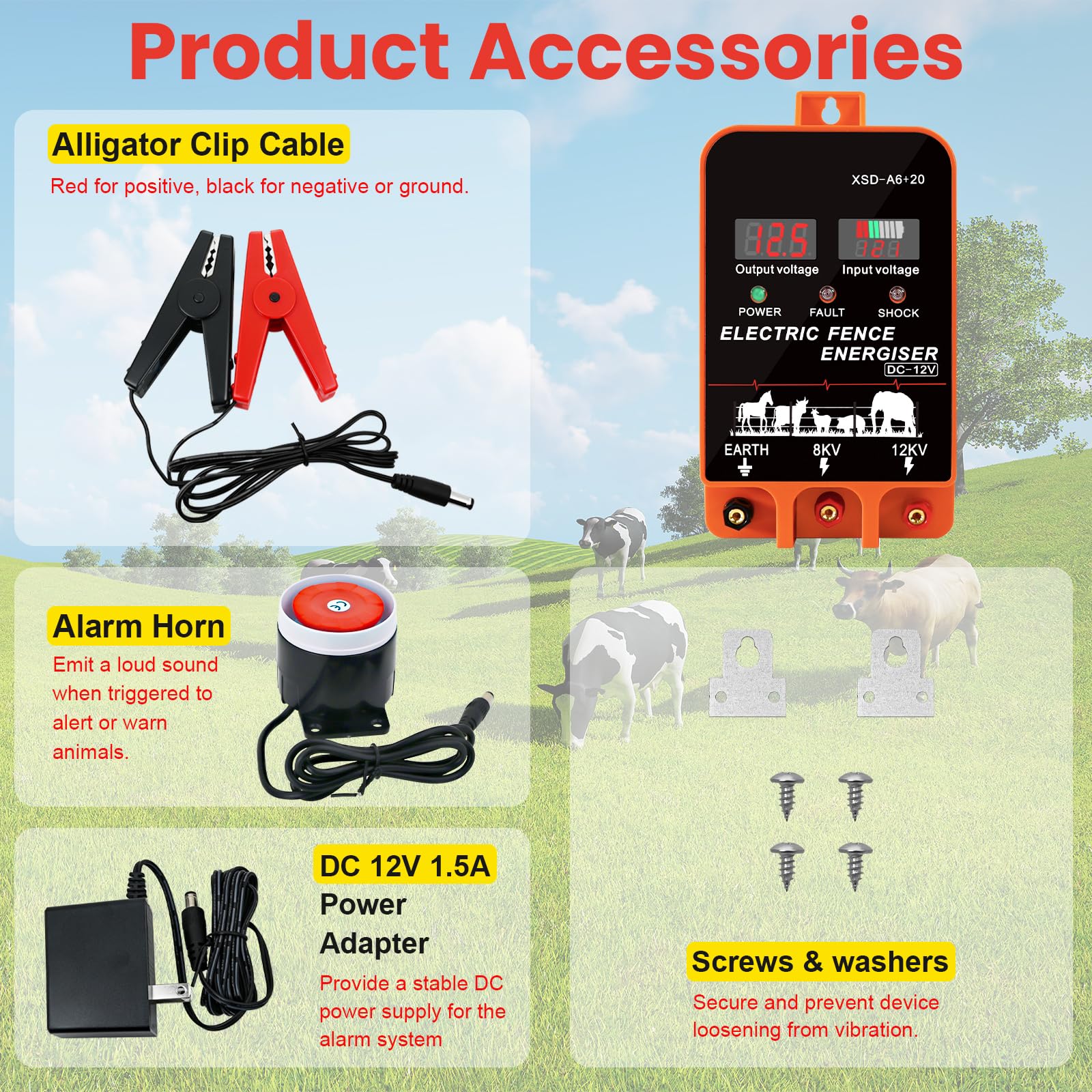 PROOVEELLY 5.5J fence charger LCD display visible for real-time status checks