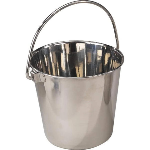ProSelect 4qt stainless steel pail shown ready for feeding or crate cleaning.