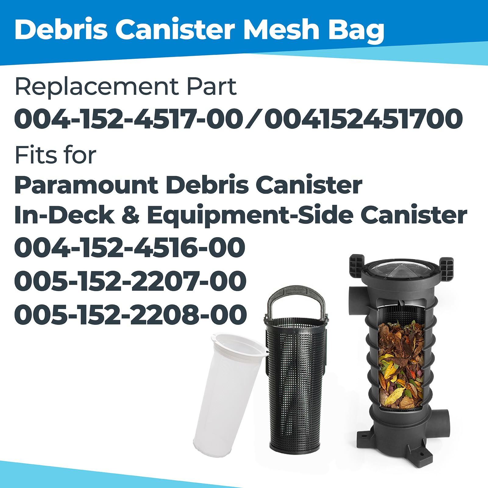 PROSOCOOL debris bag equipment-side fit optimizes pool filtration