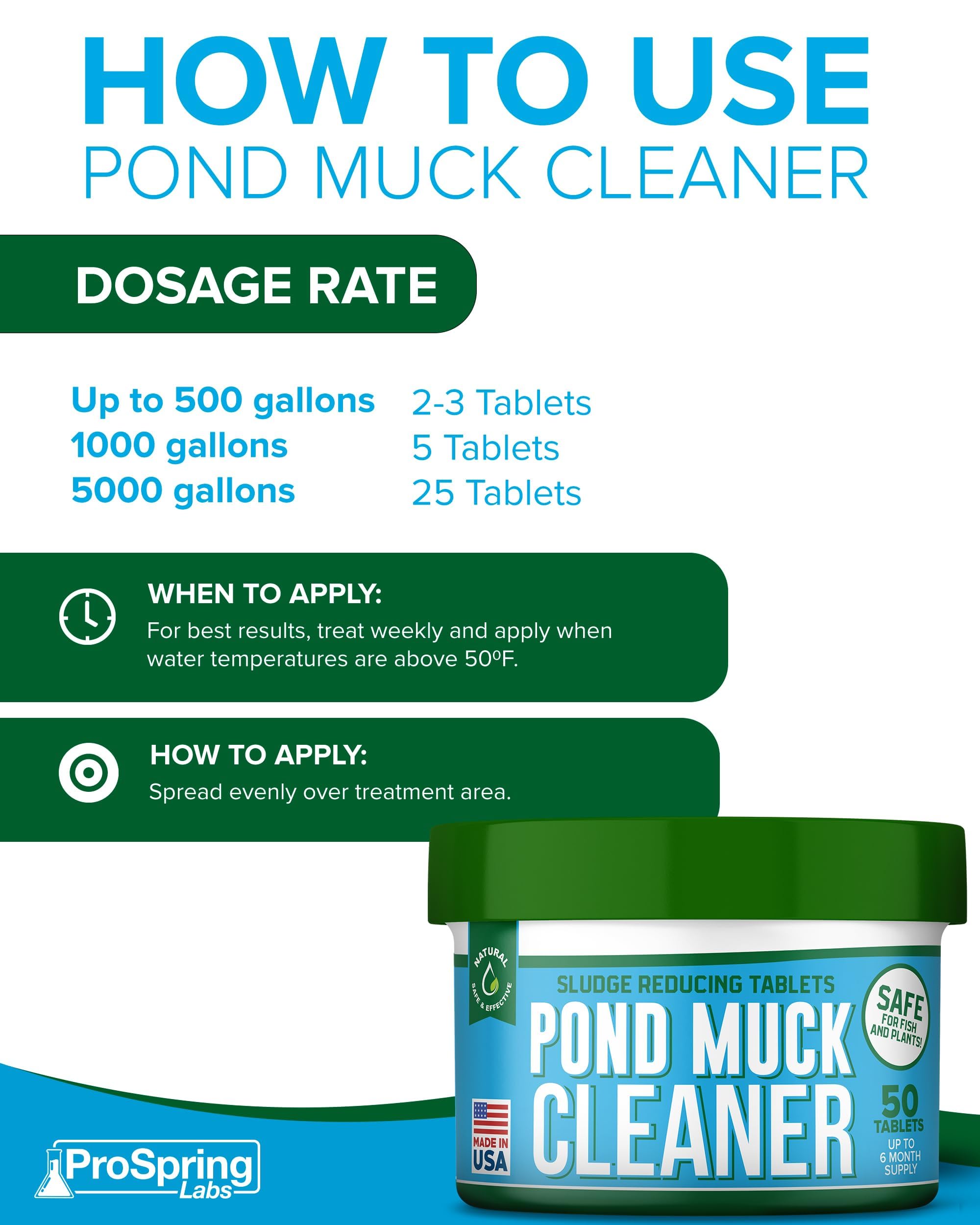 ProSpring Labs 50-tablet pack provides extended coverage for large ponds and lake edges.