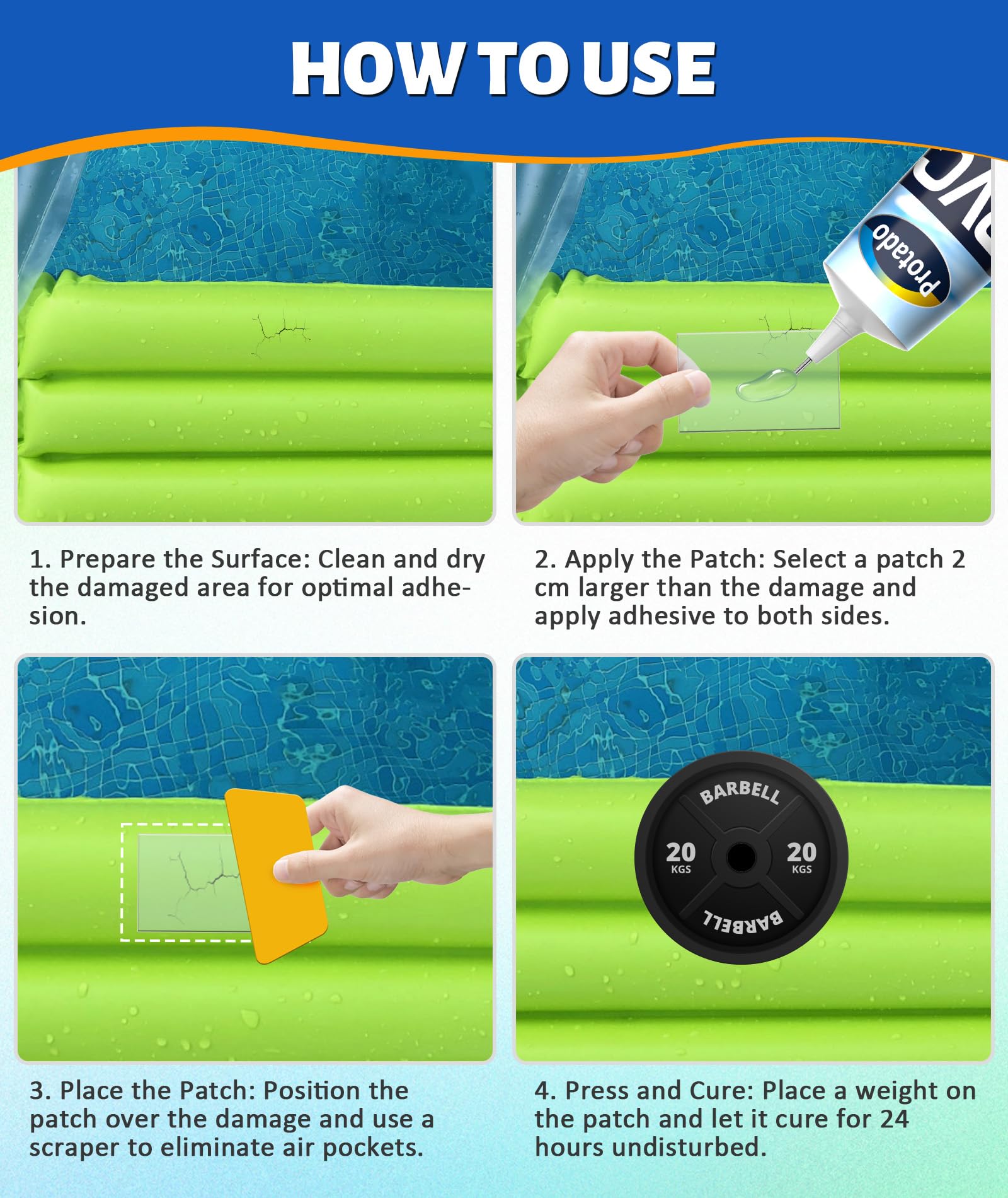 Protado broad compatibility for vinyl, PVC, ABS, and EVA materials.