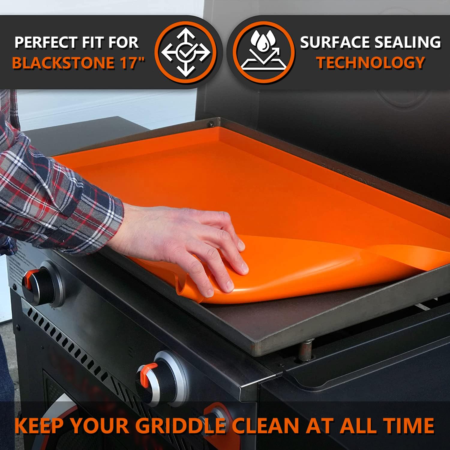 Protebox silicone griddle mat provides full coverage to repel moisture and debris.