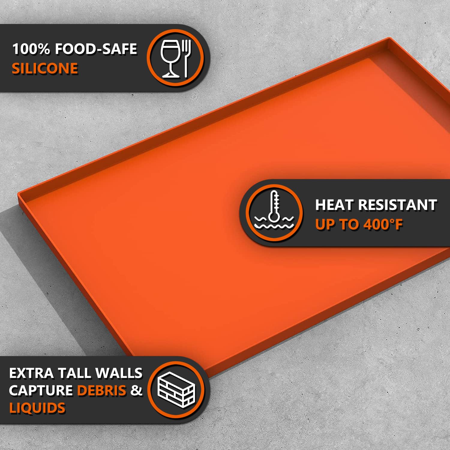 Protebox easy-clean mat resists oil and stains for quick post-cook cleanup.