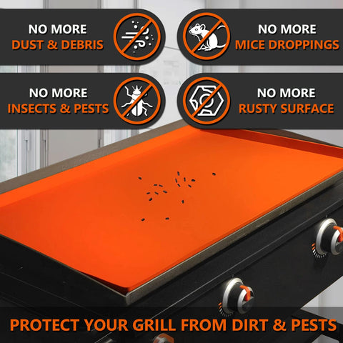 Protebox griddle mat blocks dust and moisture, keeping the surface dry.