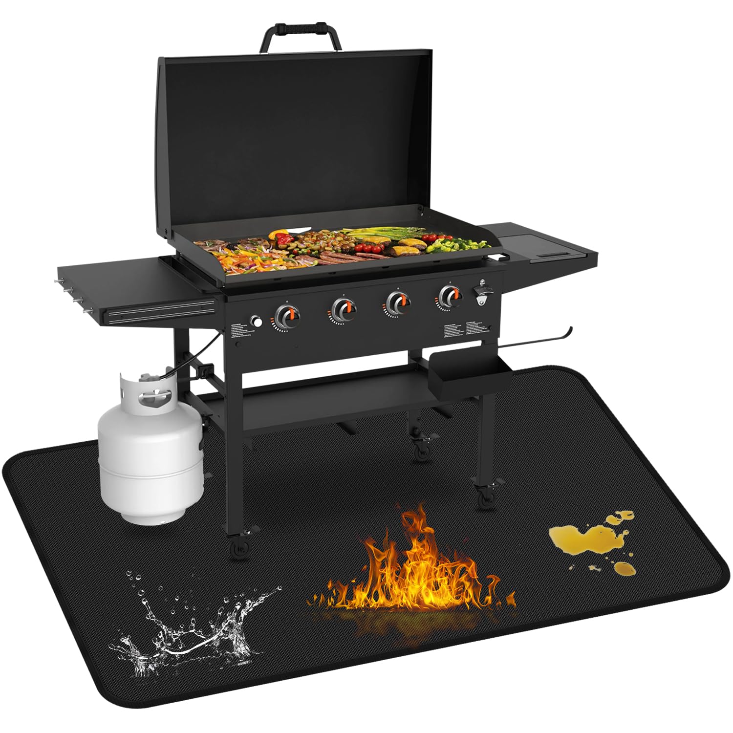 Protebox under-grill-mat 75x40 for Blackstone protects decks from grease and heat.