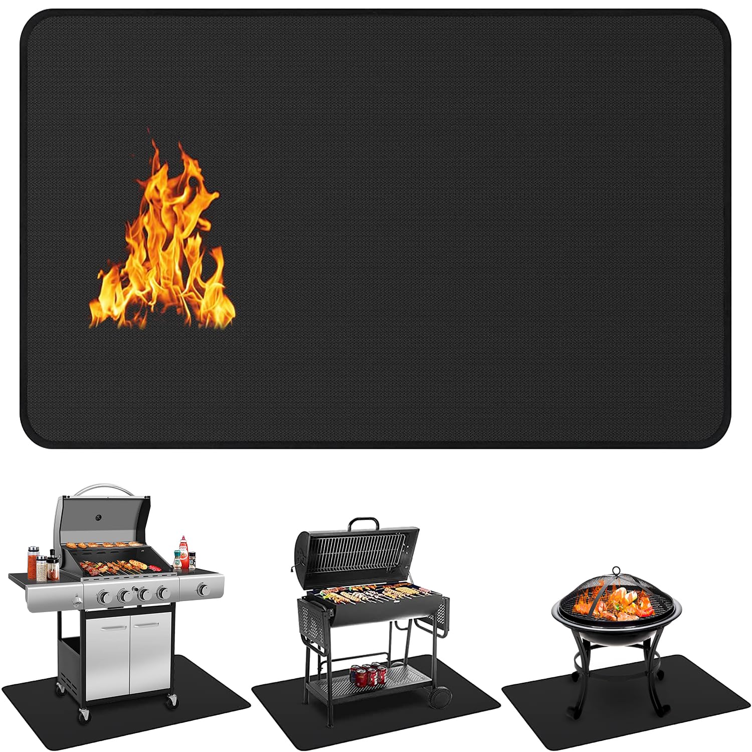 Protebox under-grill-mat large-coverage protects surfaces from heat and splatter outdoors.