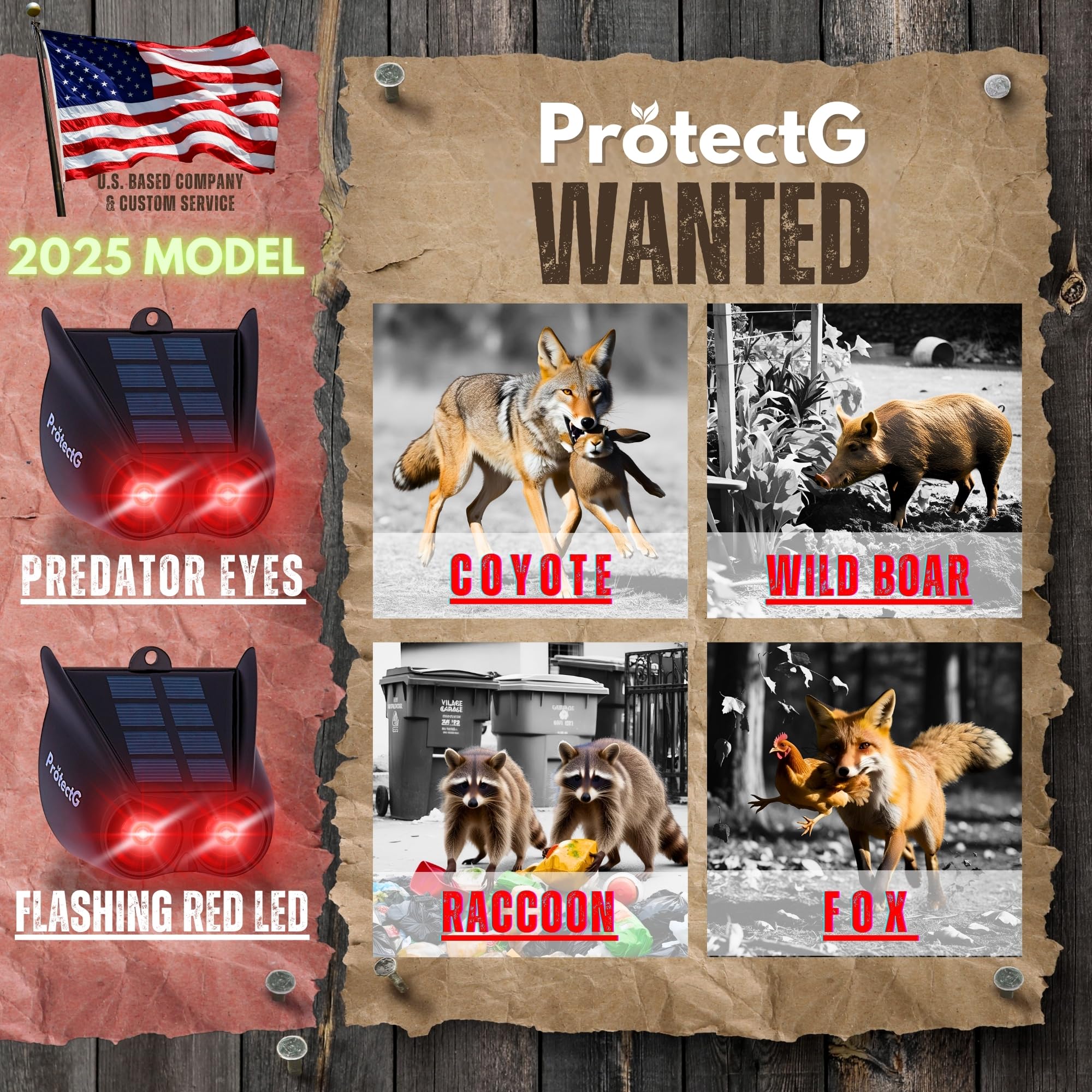 ProtectG solar-powered deterrent provides all-night protection against raccoons and deer.