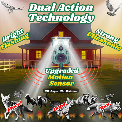 ProtectG solar ultrasonic animal repellent side view demonstrates weatherproof outdoor protection.