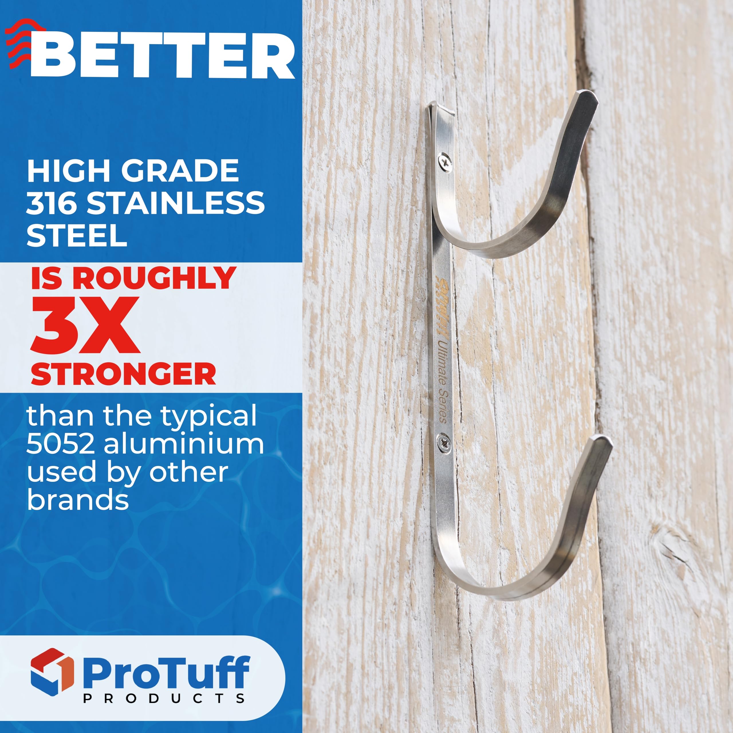 Versatile ProTuff pool hanger holds poles, skimmers, and hoses for clutter-free spaces