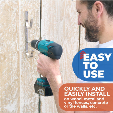 Install on fence or deck to keep tools within reach with secure storage