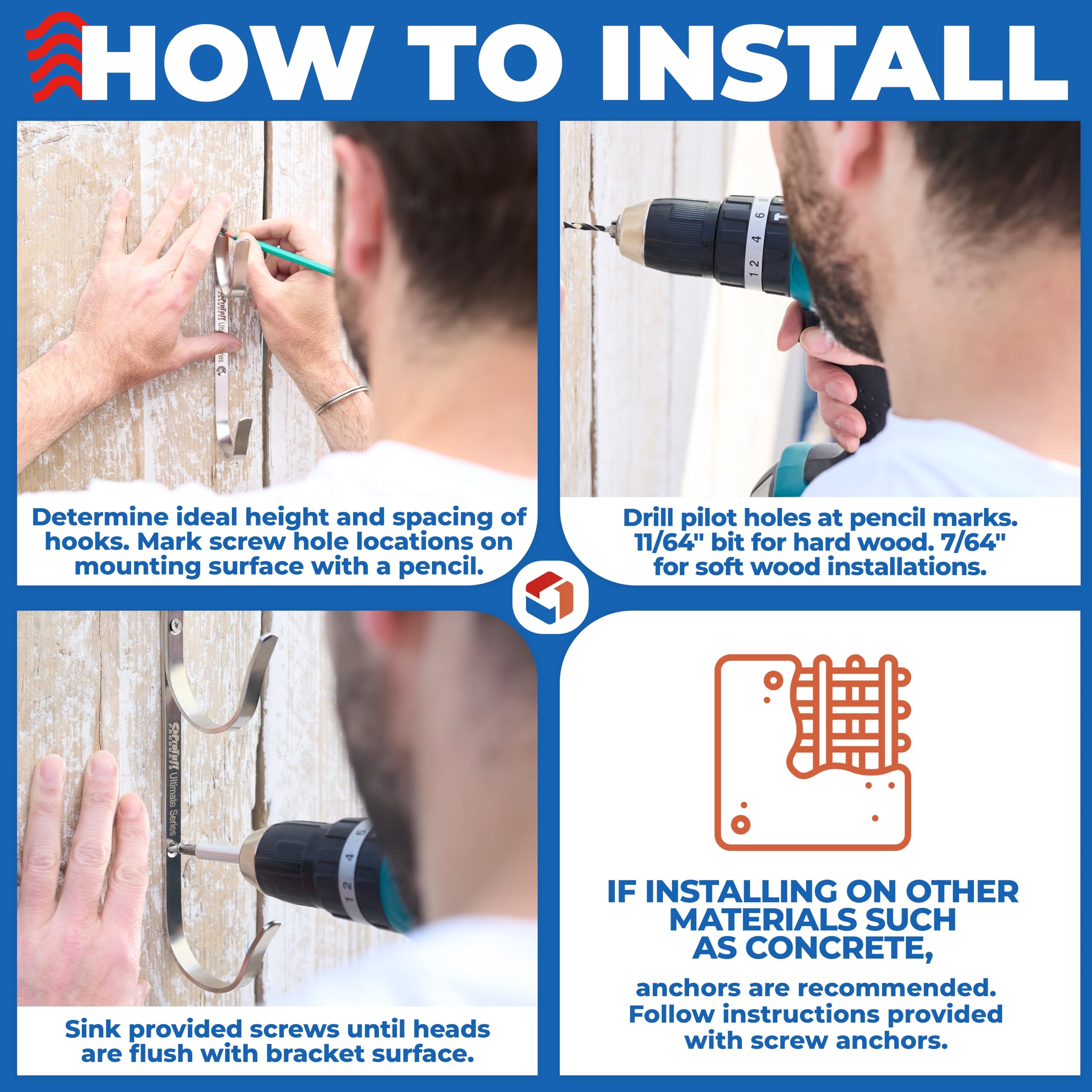 ProTuff hooks tolerate outdoor UV exposure for years of use