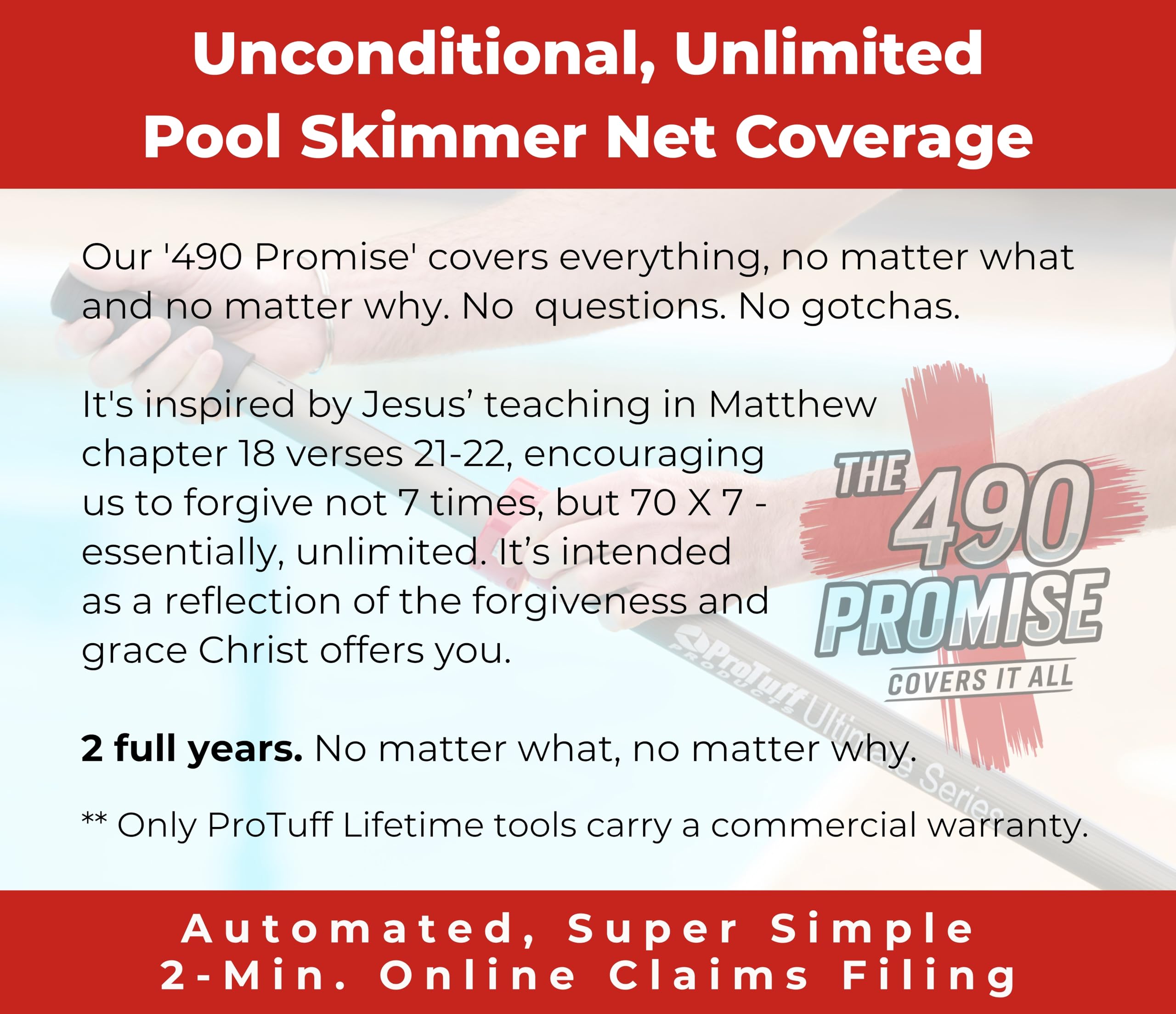 ProTuff silt net skimmer, aluminum frame close-up highlighting reinforced durability.