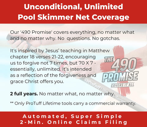 ProTuff silt net skimmer, aluminum frame close-up highlighting reinforced durability.