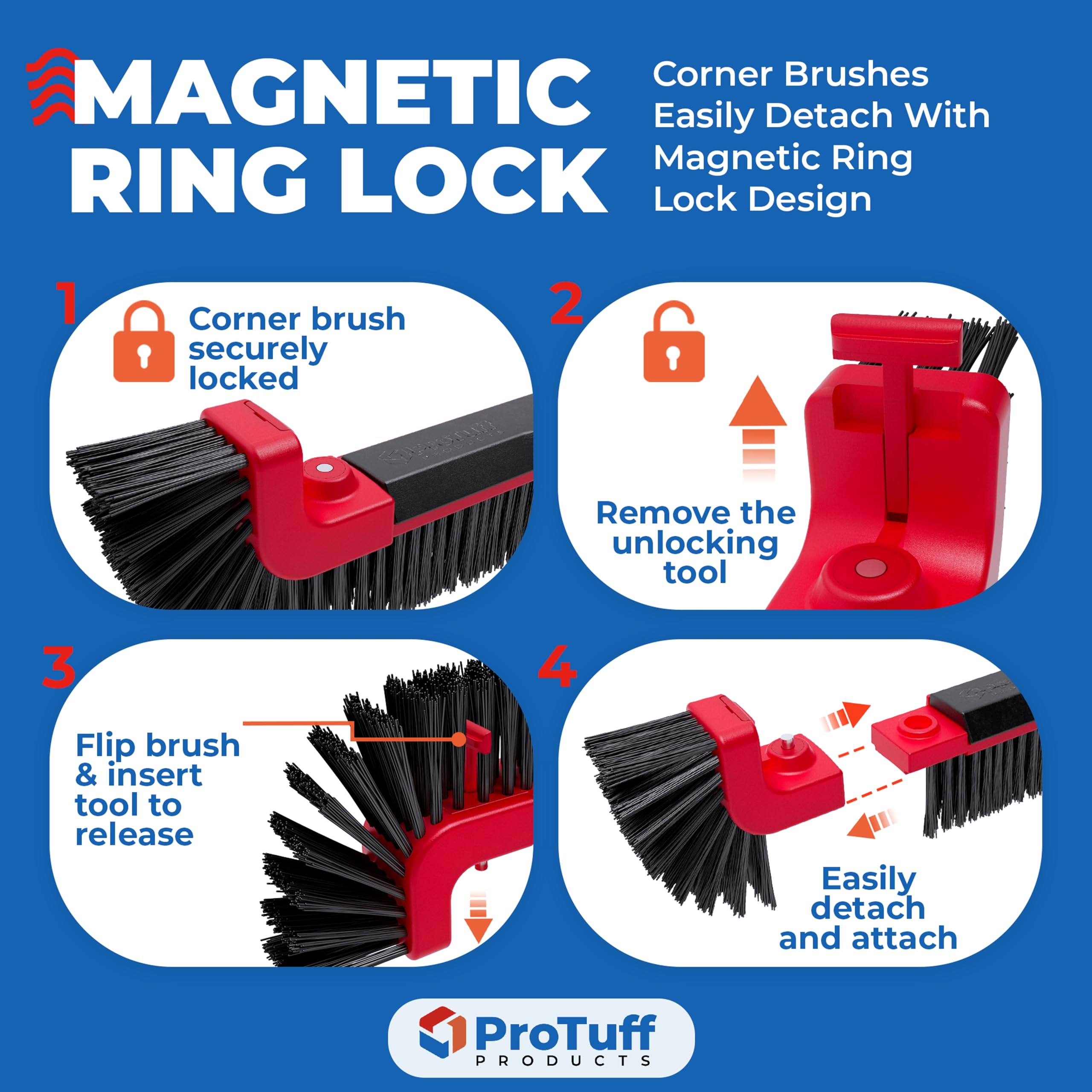 ProTuff 22in pool brush head curved edges reach walls and corners.