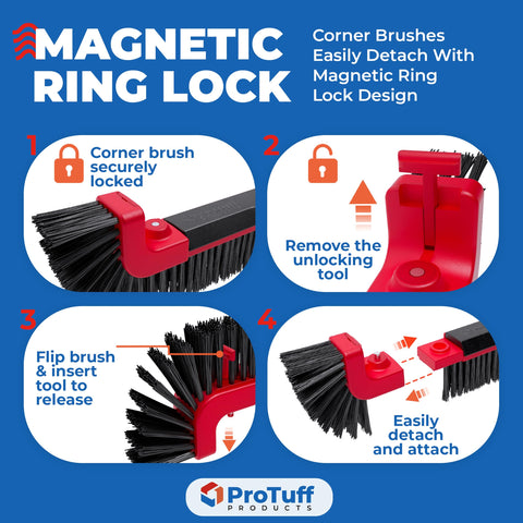 ProTuff 22in pool brush head curved edges reach walls and corners.