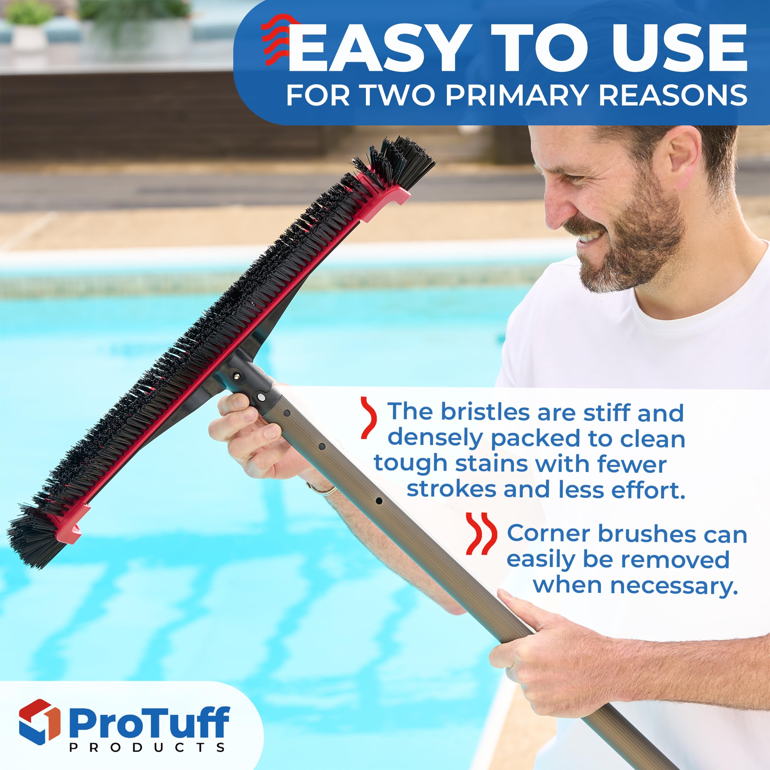 ProTuff 22in pool brush head durable construction withstands chemicals.