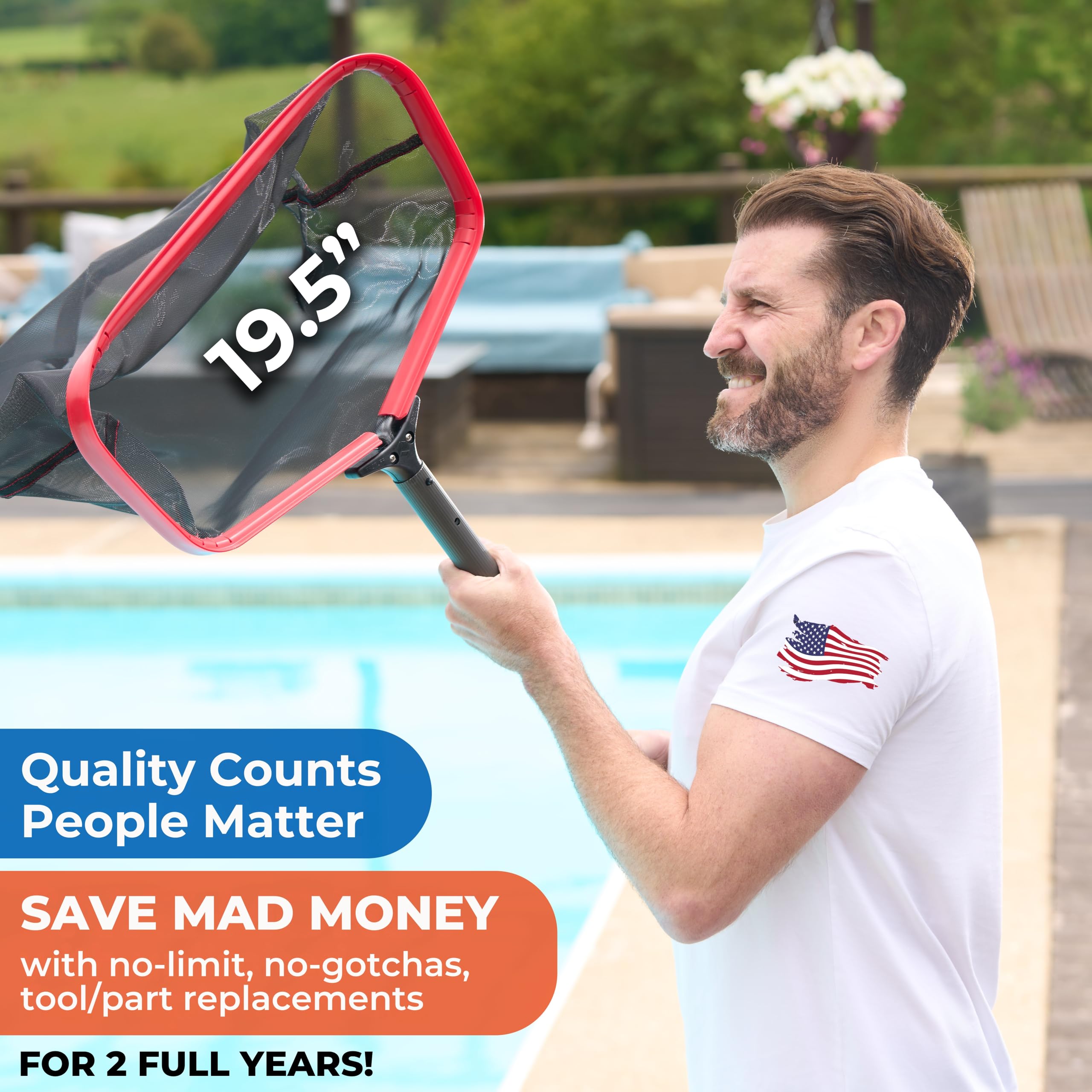 ProTuff pool net deep mesh bag for fewer passes and easy debris collection
