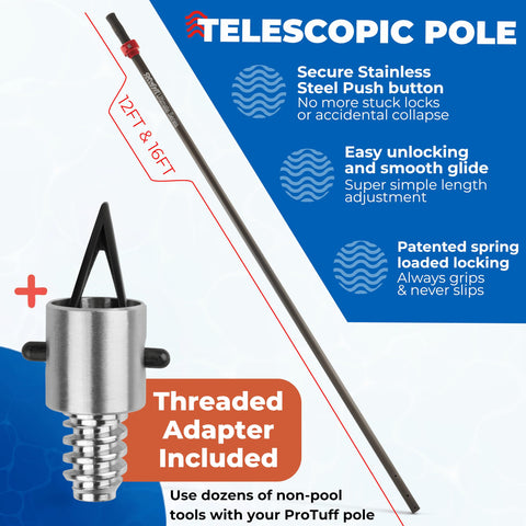 ProTuff’s secure locking keeps the pole stable during cleaning.