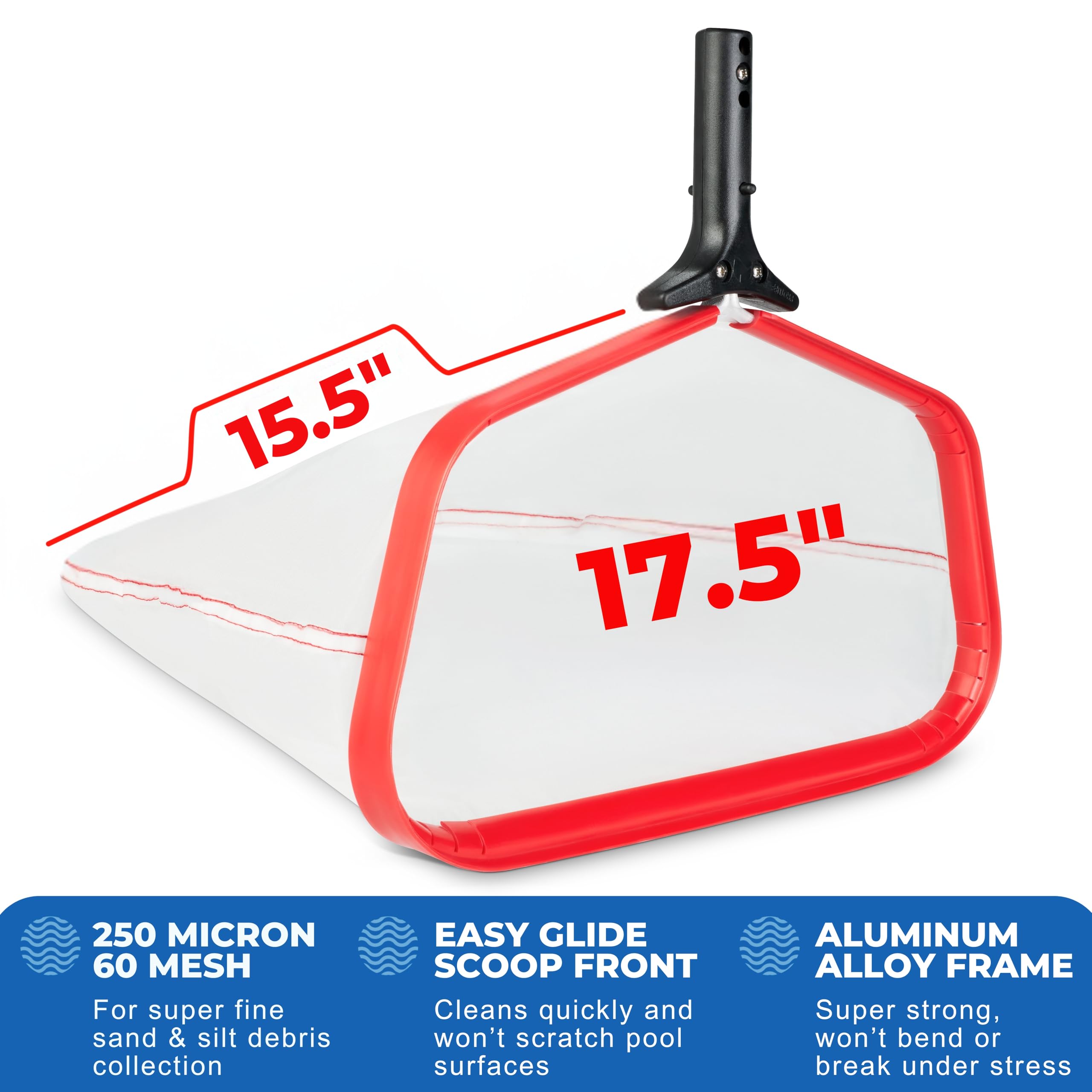 ProTuff silt net plastic rim protects delicate pool surfaces.