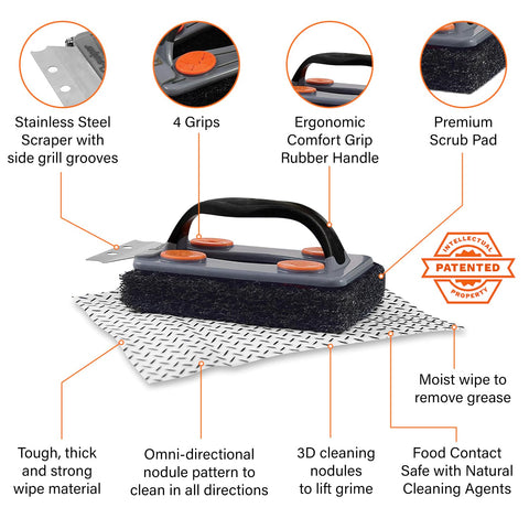 Proud Grill Q-Swiper wipes use food-safe cleaners for grill surfaces