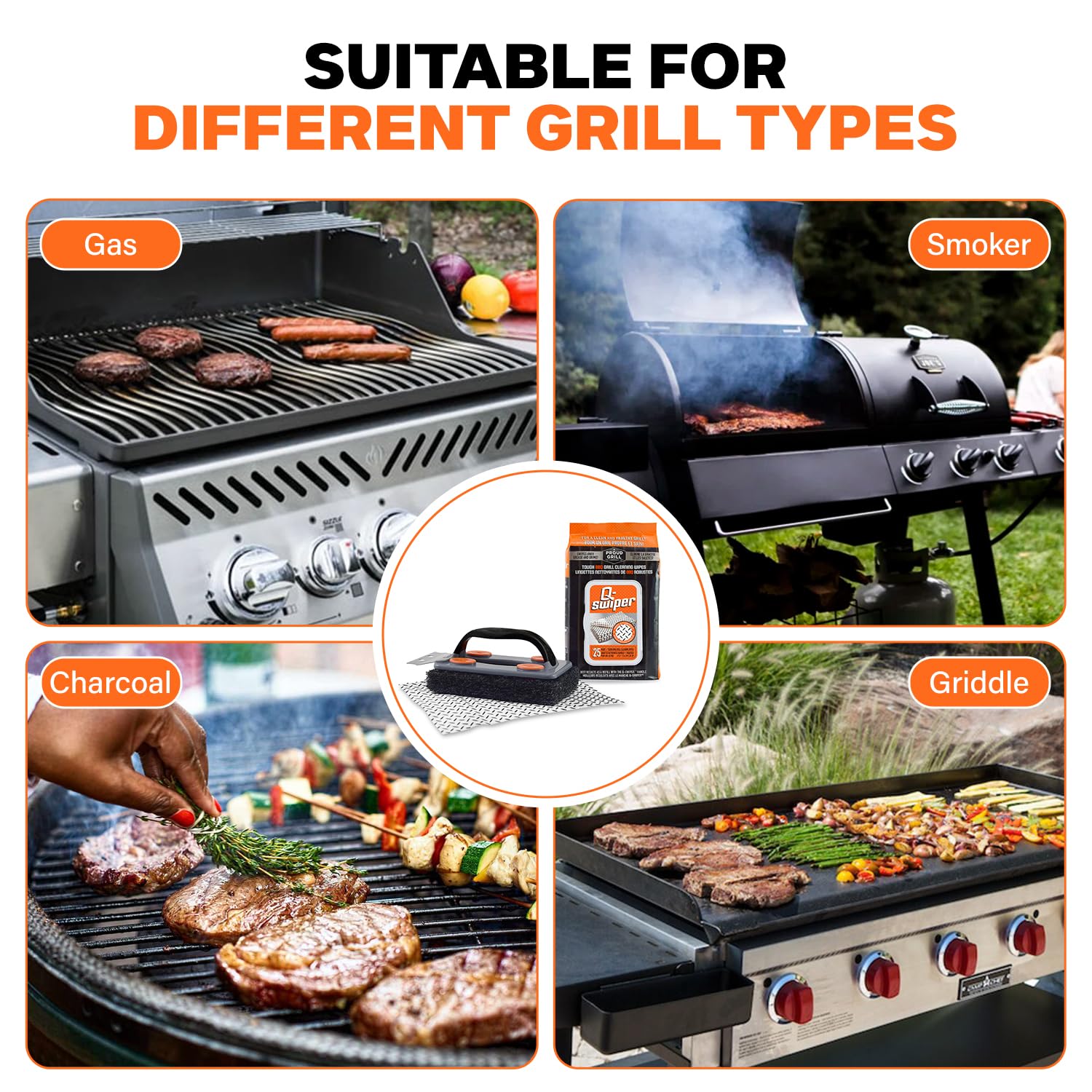 Proud Grill Q-Swiper safe for stainless steel grills and surfaces