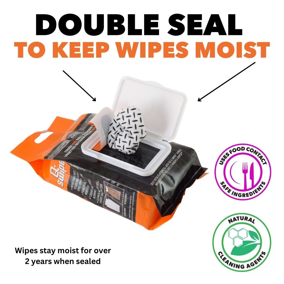 Proud Grill Q-Swiper wipe size 6x8 inches for single-use cleaning.