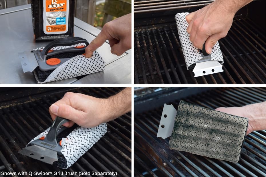 Proud Grill Q-Swiper cleans porcelain-coated grates without scratching.